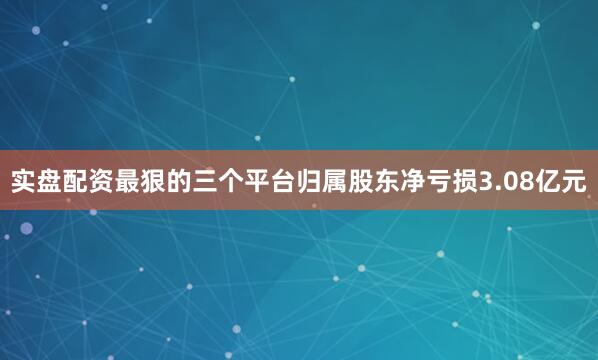 实盘配资最狠的三个平台归属股东净亏损3.08亿元